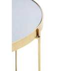 Black Mirrored Glass Low Side Table with Brushed Bronze Finish Legs