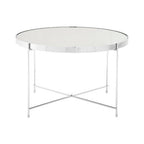 Mirrored Glass Round Side Table with Chrome Finish Frame