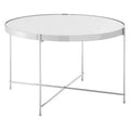 Mirrored Glass Round Side Table with Chrome Finish Frame