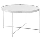 Mirrored Glass Round Side Table with Chrome Finish Frame