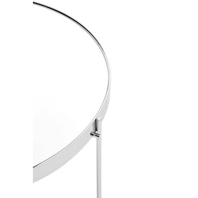 Mirrored Glass Round Side Table with Chrome Finish Frame
