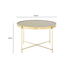 Black Mirrored Glass Large Side Table with Brushed Bronze Finish Legs