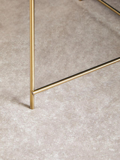 Black Mirrored Glass Large Side Table with Brushed Bronze Finish Legs