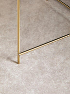 Black Mirrored Glass Large Side Table with Brushed Bronze Finish Legs