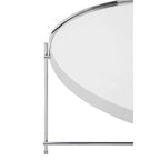 Chrome Finish Mirrored Glass Round Coffee Table with Cross Base