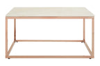 White Marble Square Coffee Table with Rose Gold Finish Base