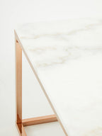 White Marble Square Coffee Table with Rose Gold Finish Base