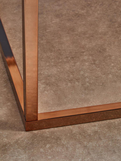 White Marble Square Coffee Table with Rose Gold Finish Base