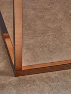 White Marble Square Coffee Table with Rose Gold Finish Base