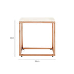 White Marble Square Side Table with Rose Gold Finish Base