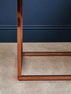 White Marble Square Side Table with Rose Gold Finish Base