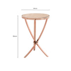 Pink Mirrored Glass Round Side Table with Rose Gold Finish Base