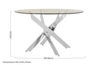 Chrome Finish Round Dining Table with Clear Glass Top