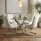 Chrome Finish Round Dining Table with Clear Glass Top