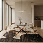 Clear Glass Round Dining Table with Rose Gold Finish Base