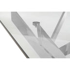 Chrome Finish Rectangular Dining Table with Clear Glass Top