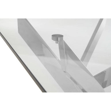Chrome Finish Rectangular Dining Table with Clear Glass Top