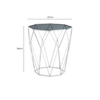 Black Glass and Silver Finish Octagonal Side Table