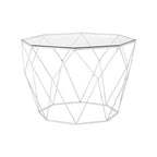 Clear Glass and Silver Finish Octagonal Coffee Table