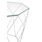 Clear Glass and Silver Finish Octagonal Coffee Table