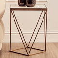 White Marble and Gold Finish Square Side Table