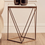 White Marble and Gold Finish Square Side Table