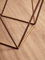 White Marble and Gold Finish Square Side Table