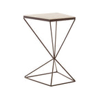 White Marble Side Table with Black Finish Pyramid Base
