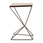 White Marble Side Table with Black Finish Pyramid Base