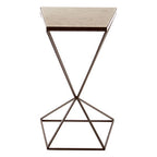 White Marble Side Table with Black Finish Pyramid Base