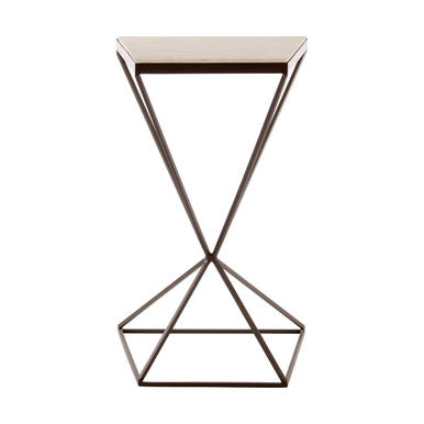 White Marble Side Table with Black Finish Pyramid Base