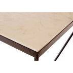 White Marble Side Table with Black Finish Pyramid Base