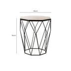 White Marble Octagonal Side Table with Black Finish Base