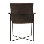 Black Quilted Leather Chair with Black Iron Frame