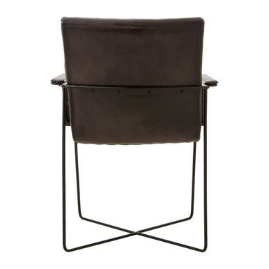 Black Quilted Leather Chair with Black Iron Frame