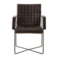 Black Quilted Leather Chair with Black Iron Frame