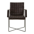 Black Quilted Leather Chair with Black Iron Frame