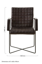 Black Quilted Leather Chair with Black Iron Frame