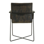 Grey Quilted Leather Chair with Black Iron Frame