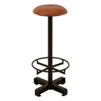 Light Brown Leather Bar Stool with Black Finish Base