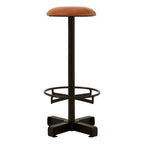 Light Brown Leather Bar Stool with Black Finish Base