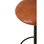Light Brown Leather Bar Stool with Black Finish Base