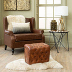 Natural Acacia Wood Round Side Table with Mosaic Edge