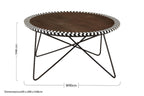 Natural Acacia Wood Round Coffee Table with Mosaic Edge