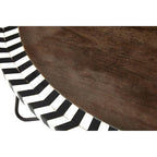Natural Acacia Wood Round Coffee Table with Mosaic Edge