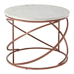 White Marble Round Coffee Table with Brass Finish Base
