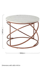 White Marble Round Coffee Table with Brass Finish Base
