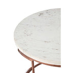 White Marble Round Coffee Table with Brass Finish Base