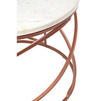 White Marble Round Coffee Table with Brass Finish Base