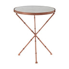 White Marble and Brass Finish Round Side Table